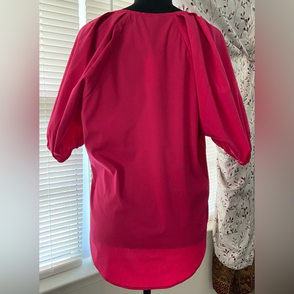 New York & Company - Puff-Sleeve Heart-Button Poplin Top (NWT) - Picture 3 of 5